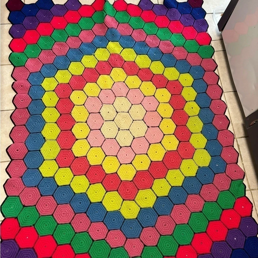 Crochet Hexagon colorful Blanket